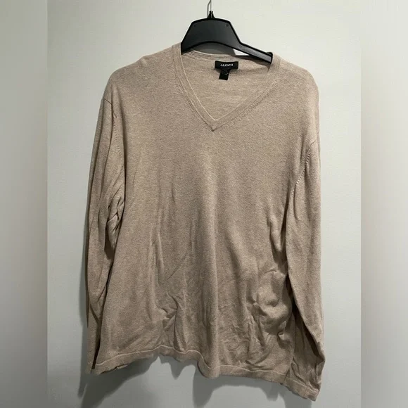 Alfani Sweaters Alfani Pullover V Neck Sweater Tan Mens Size